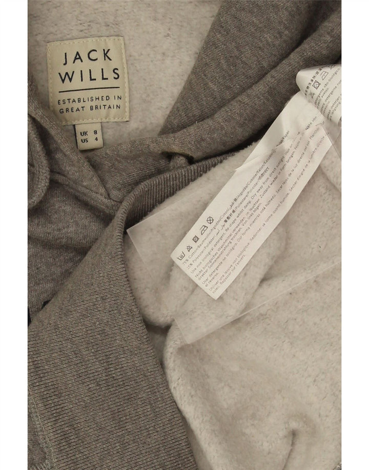 JACK WILLS Womens Salcombe Devon Graphic Hoodie Jumper UK 8 Small Grey