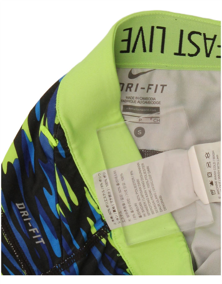 Nike Legging Capri Dri Fit pour femme UK 10 Petit Bleu Camouflage Polyester