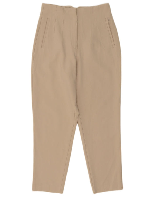 Zara Pantalon décontracté taille haute fuselé pour femme Medium W28 L27 Beige