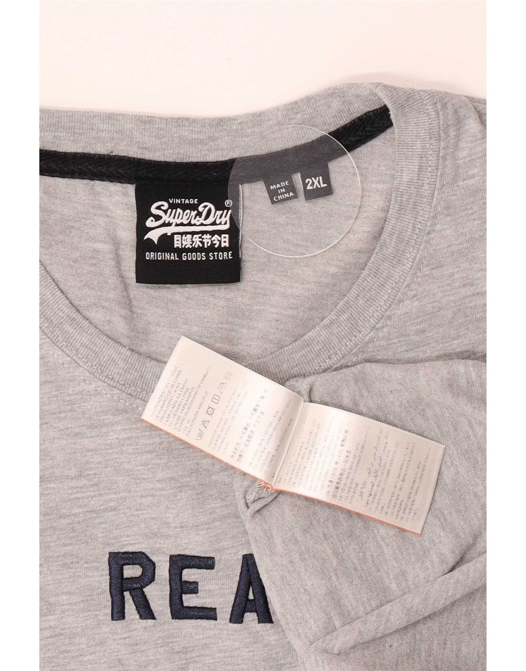 Superdry T-Shirt Graphique Homme 2XL Gris Coton