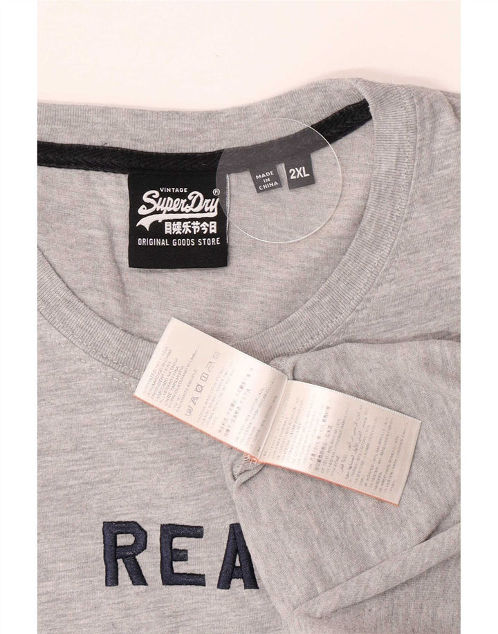 Superdry T-Shirt Graphique Homme 2XL Gris Coton