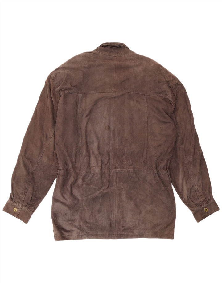 Veste coupe-vent en daim vintage pour homme UK 42 XL Cuir marron