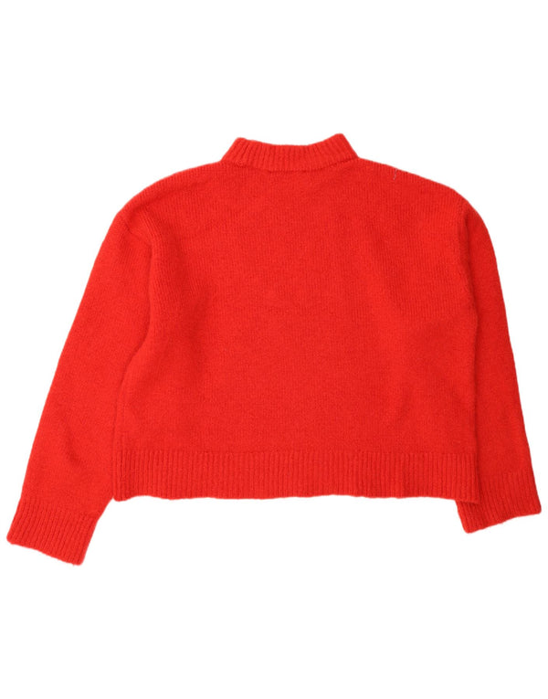 Zara Pull court surdimensionné à col roulé pour femme UK 10 Petit Orange