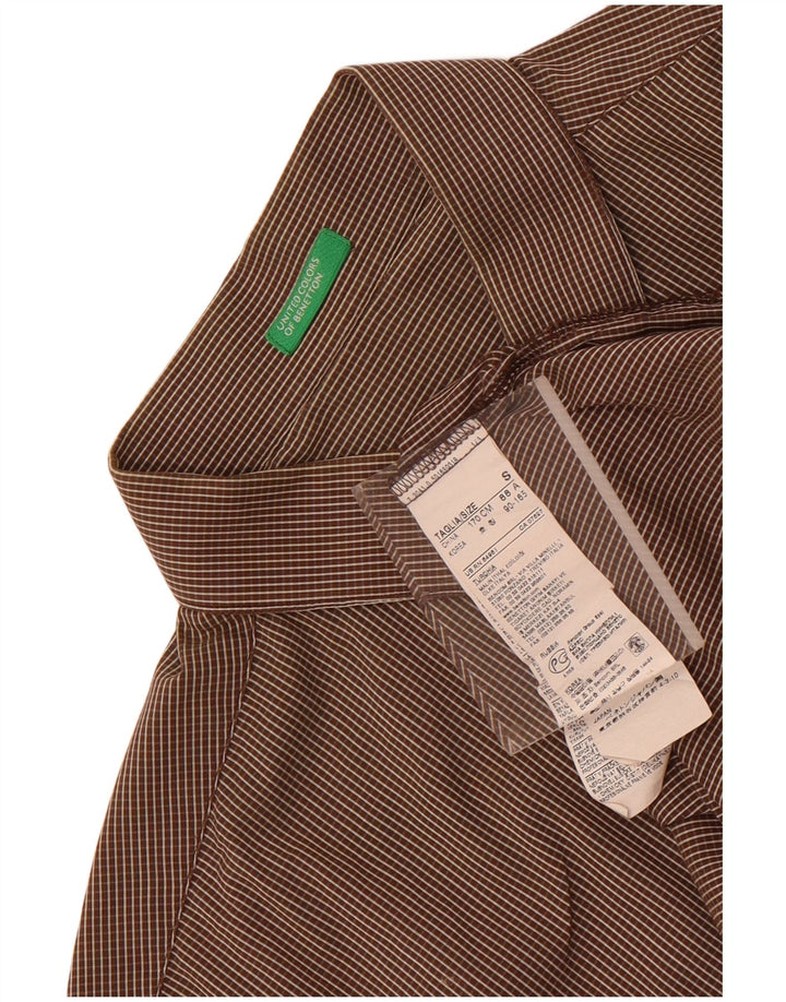 Benetton Chemise Homme Petit Carreau Marron Coton