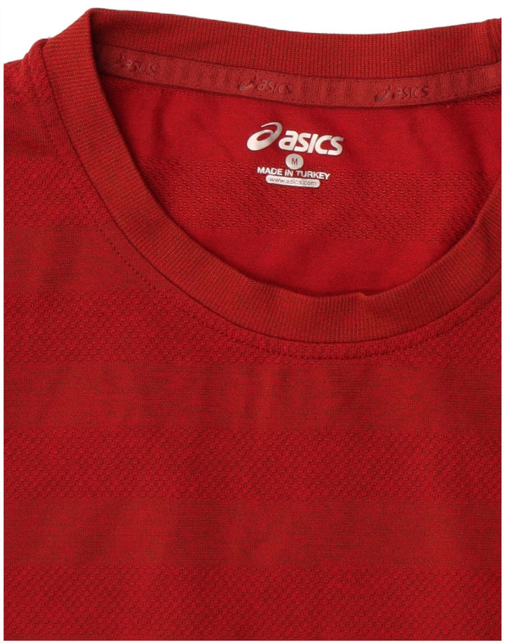 ASICS T-Shirt Homme Rayé Rouge Moyen