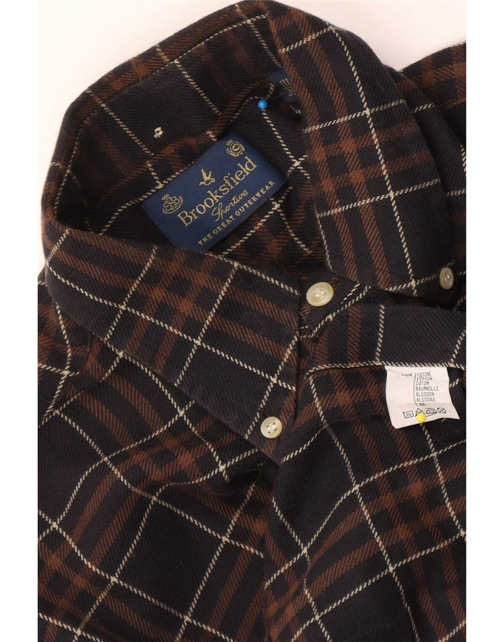 Brooksfield Chemise en flanelle pour homme Taille 39 Coton à carreaux marron moyen