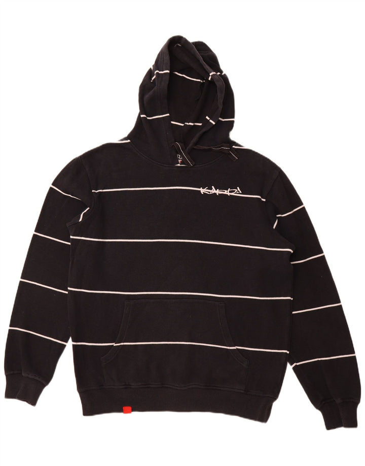 KAPPA Pull à capuche pour homme en coton rayé bleu marine