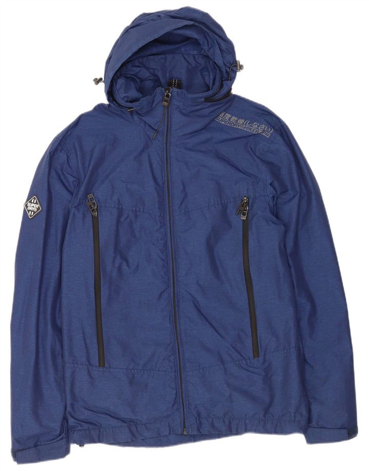 Superdry Veste coupe-vent à capuche pour hommes UK 36 Petit Bleu Marine Polyester