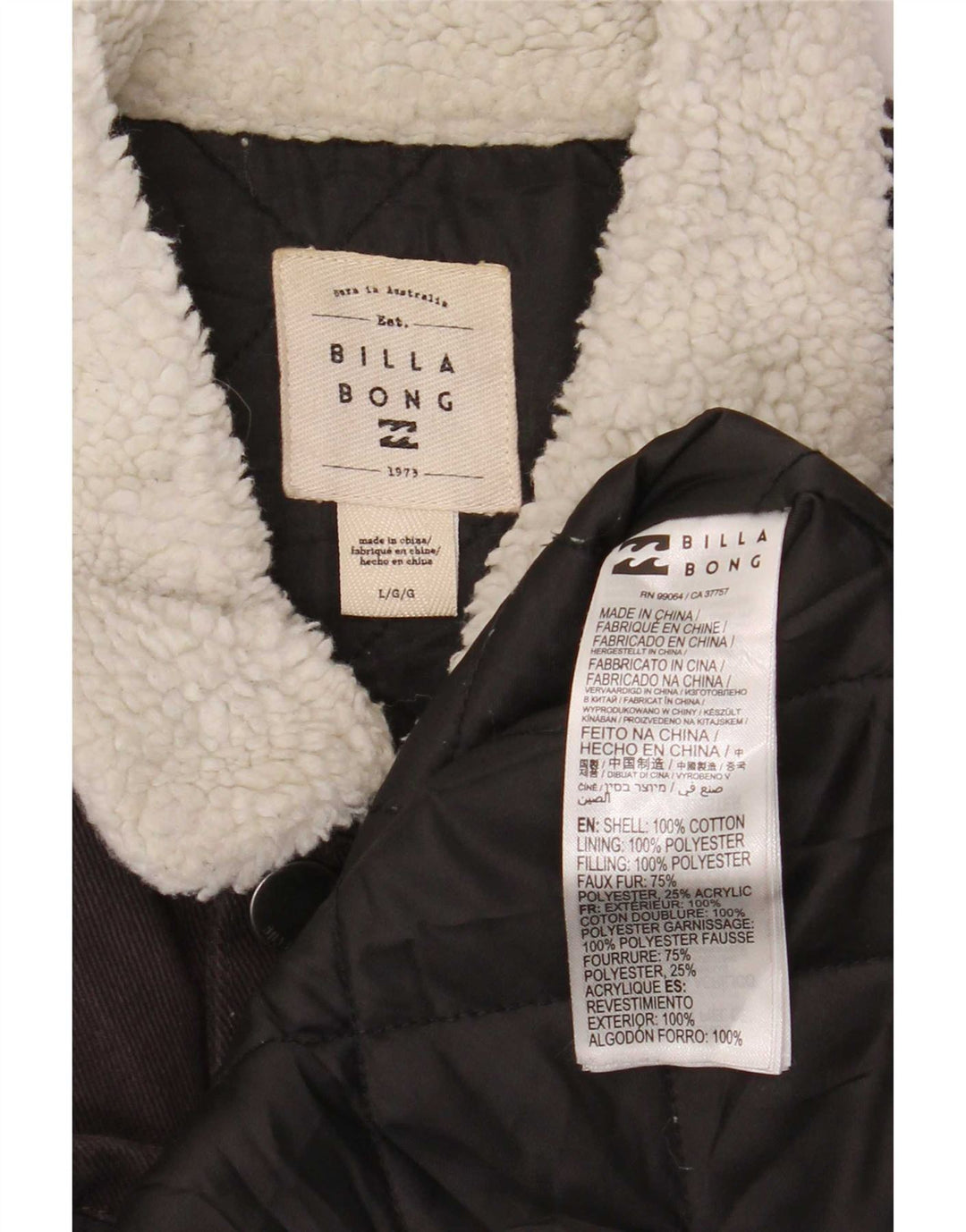 Billabong Veste en jean coupe régulière pour homme UK 40 Large Gris Coton