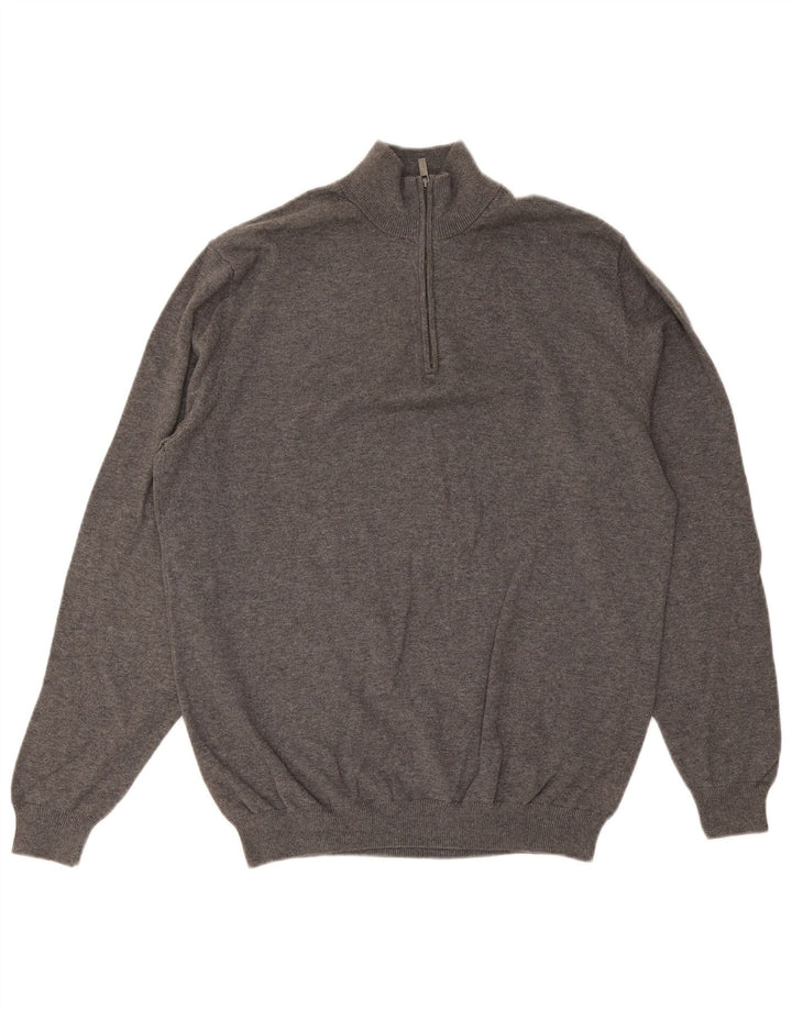 Massimo Dutti Pull col zippé pour homme XL Gris Coton
