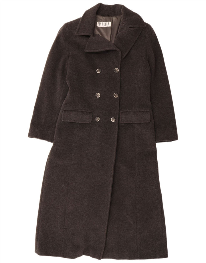 MARELLA Manteau double boutonnage pour femme UK 14 Grande laine vierge grise