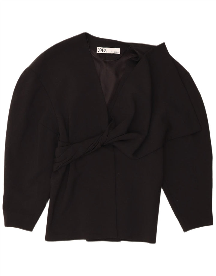 Zara Femme Blazer Veste UK 10 Petit Noir Polyester
