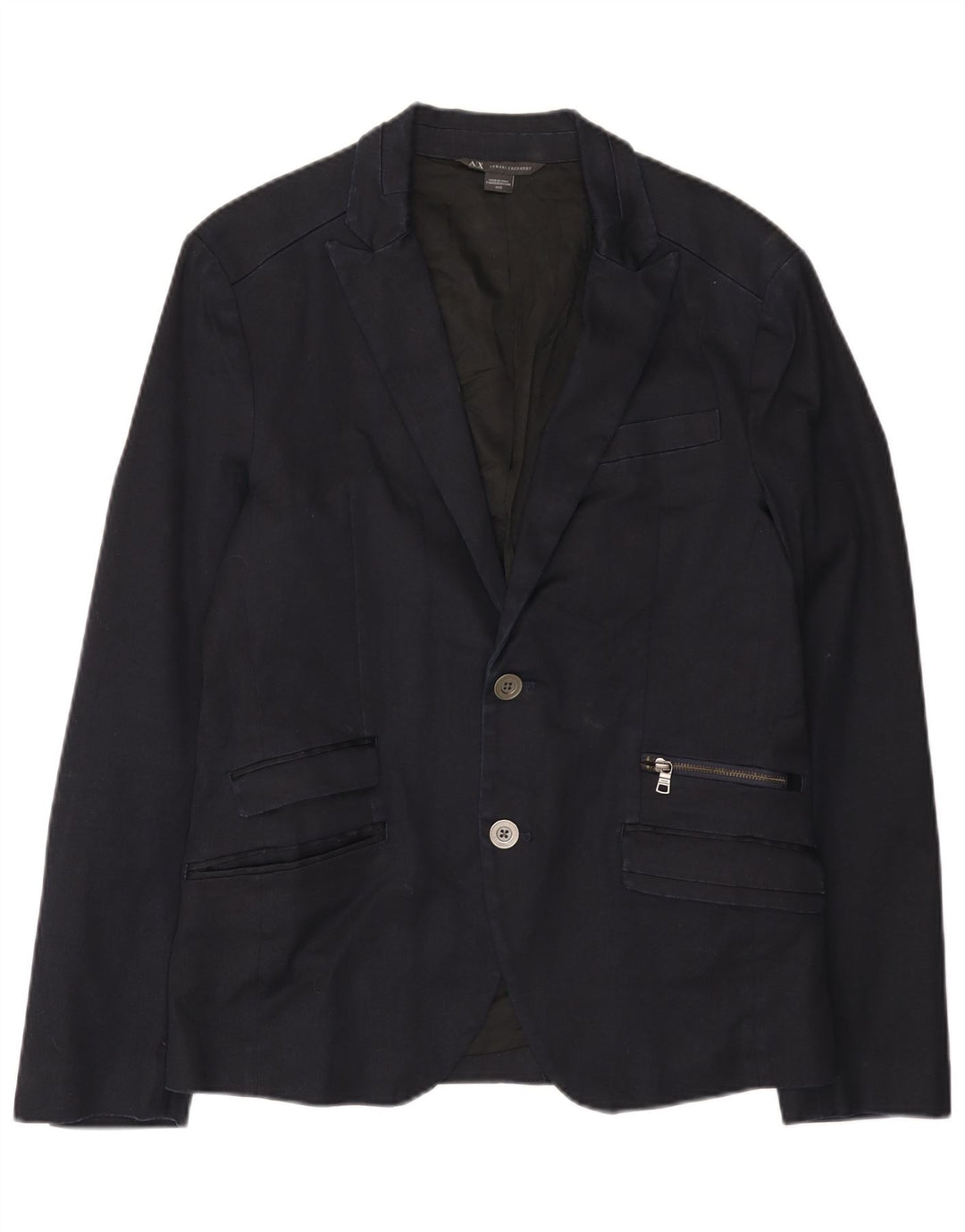 Armani Exchange Veste blazer à 2 boutons pour homme UK 38 en coton bleu marine moyen