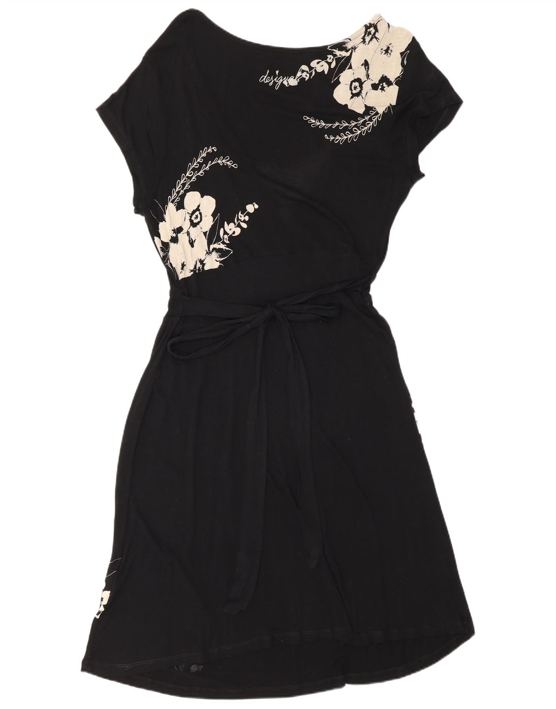 Desigual Robe basique pour femme UK 46 Large Viscose florale noire