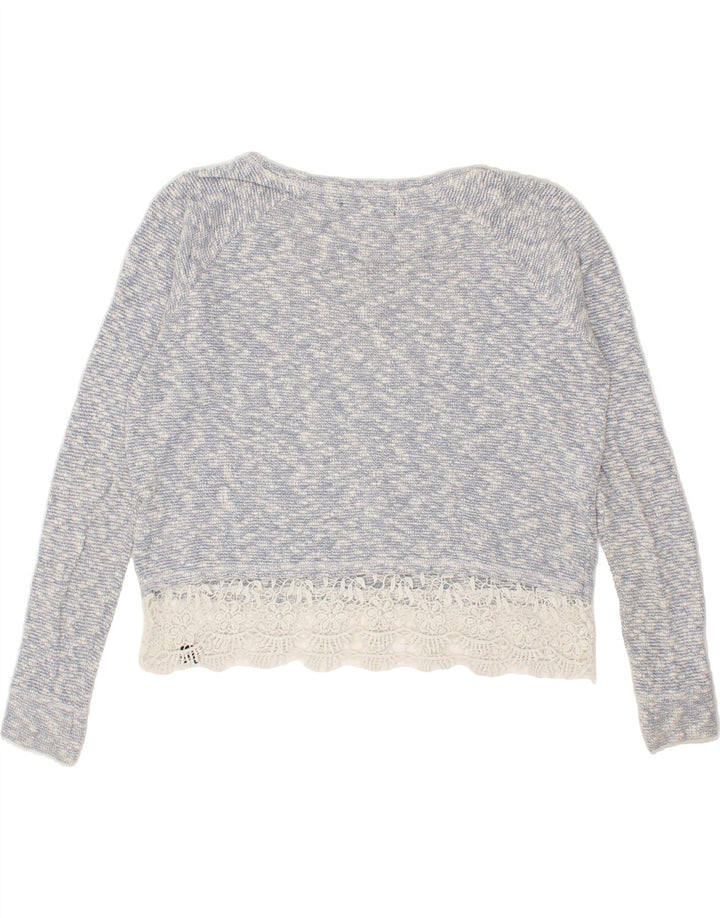 SUPERDRY Womens Oversized Graphic Sweatshirt Jumper UK 14 Medium Blue Vintage Superdry and Second-Hand Superdry from Messina Hembry 