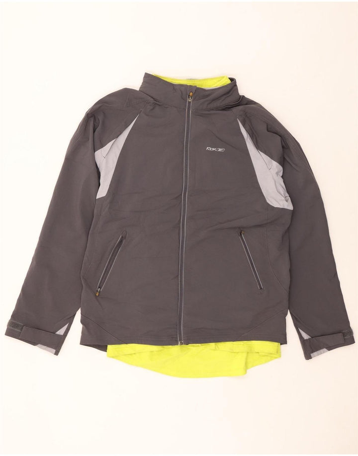 REEBOK Veste coupe-vent pour hommes UK 40 Large Gris Colorblock Polyester