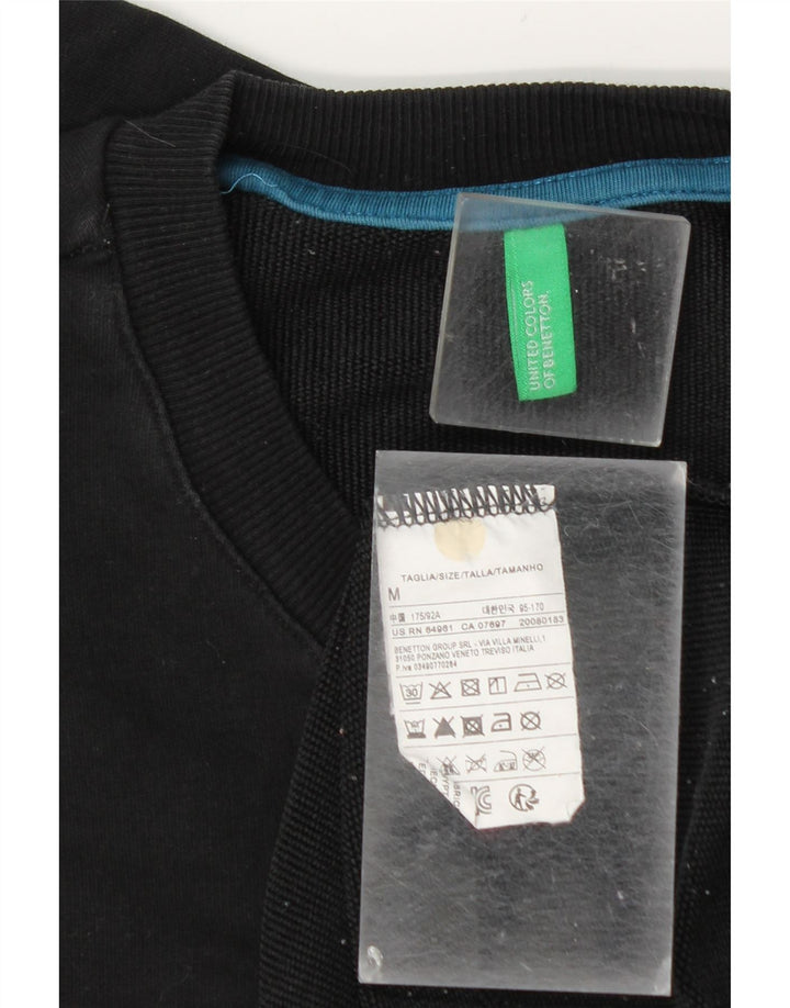 Benetton Sweat-Shirt Graphique Homme Noir Moyen Coton