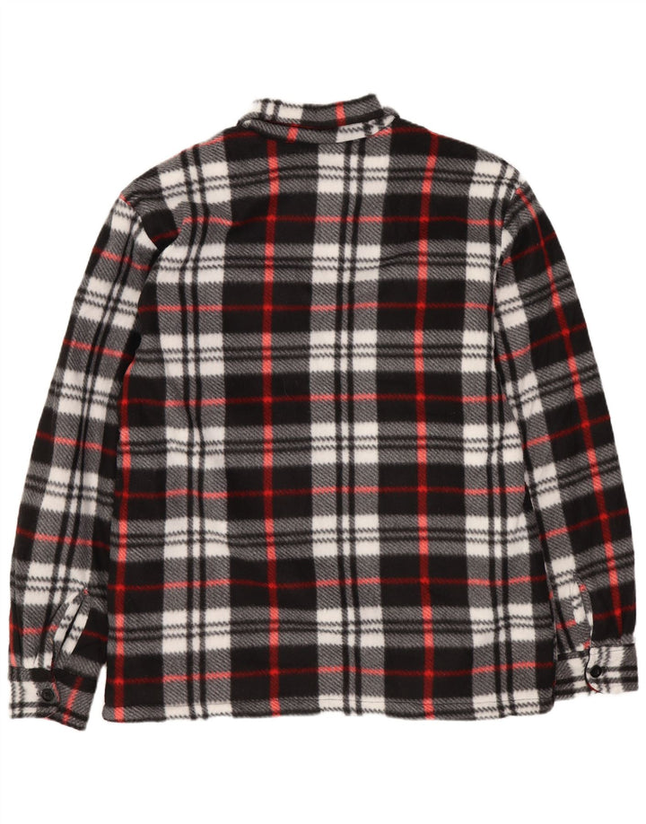 vintage Mens Sherpa Lumberjack Flanelle Chemise Moyen Noir Plaid Polyester