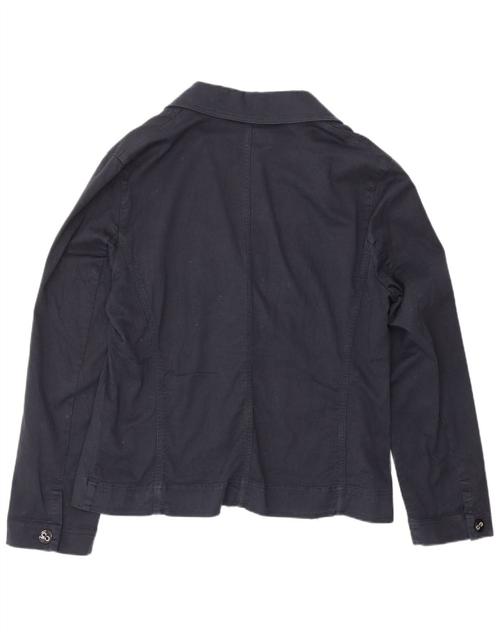 Perte by Krizia Veste blazer à 2 boutons pour femme UK 14 Large Bleu marine en coton