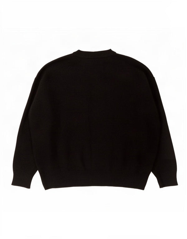 Zara Pull surdimensionné à col rond pour femme UK 10 Petit cachemire noir