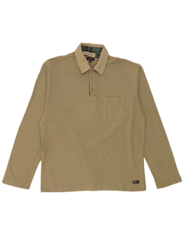 Stefanel Polo de rugby à manches longues pour homme 2XL en coton kaki