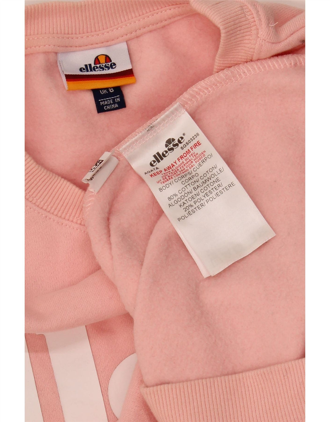ELLESSE Womens Oversized Graphic Sweatshirt Jumper UK 8 Small Pink Cotton