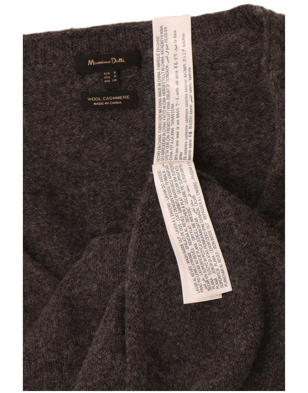 Massimo Dutti Pull col V pour femme UK 10 Petite laine grise