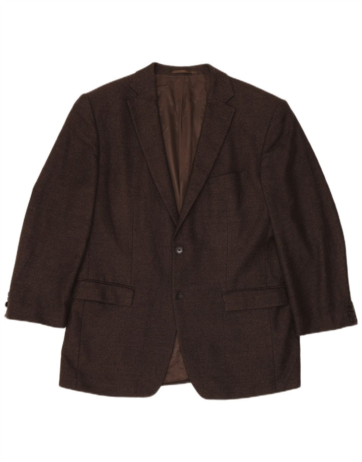 COLOMBO Veste Blazer 2 Boutons Homme EU 54 2XL Marron Chevrons Cachemire