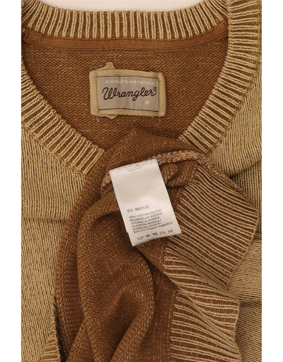 Wrangler Pull col V pour homme en coton marron moyen
