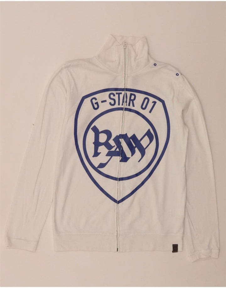 G-STAR Veste de survêtement graphique pour femme UK 10 Small White Cotton