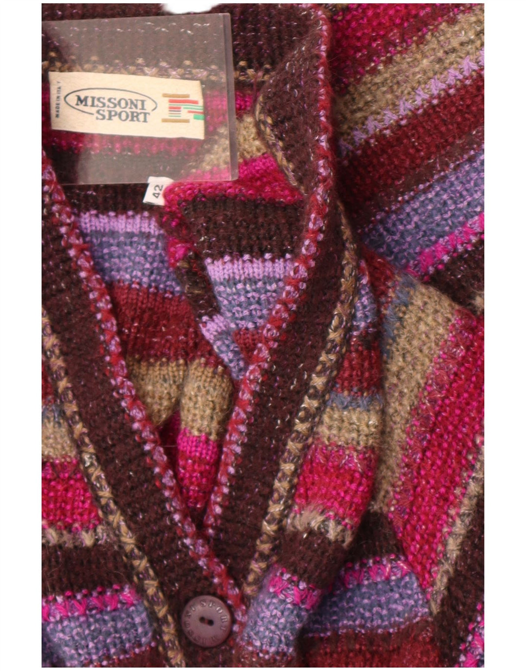 Missoni Sport Cardigan Femme Pull IT 42 Moyen Rayé Multicolore
