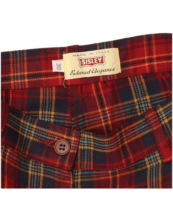 Sisley Short Chino Taille Haute Femme W30 Carreaux Rouge Moyen Polyester