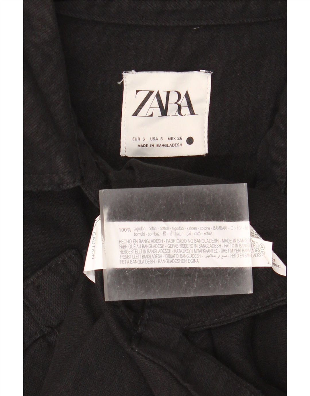 Zara Chemise en jean surdimensionnée pour femme UK 10 Petit coton noir