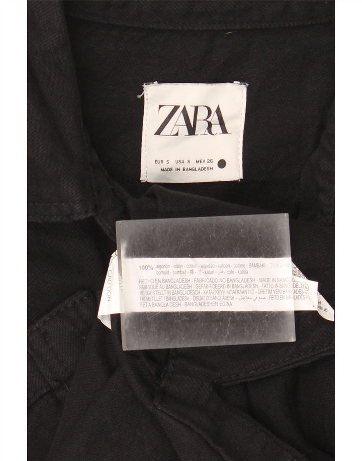 Zara Chemise en jean surdimensionnée pour femme UK 10 Petit coton noir