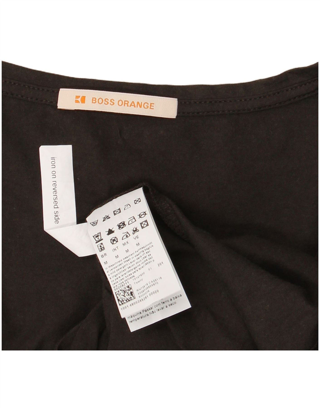 HUGO BOSS Haut T-Shirt Graphique Femme UK 12 Marron Moyen Coton