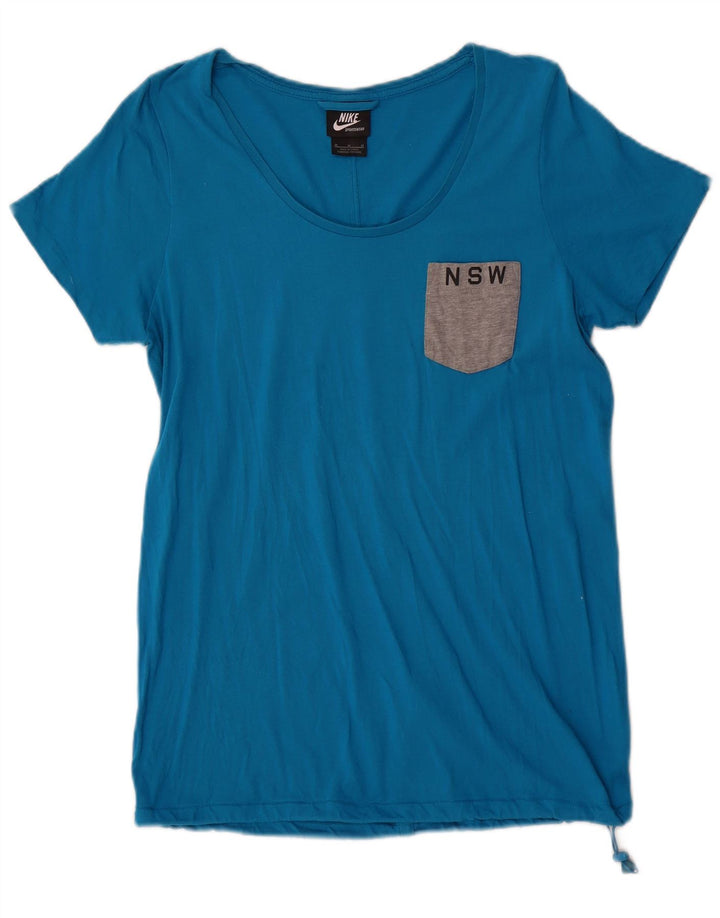 Nike T-Shirt Femme UK 14 Bleu Moyen Coton