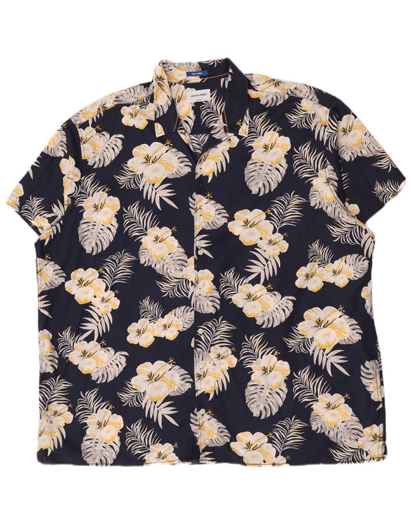 Jack & Jones Chemise à Manches Courtes Homme 3XL Bleu Marine Coton Floral