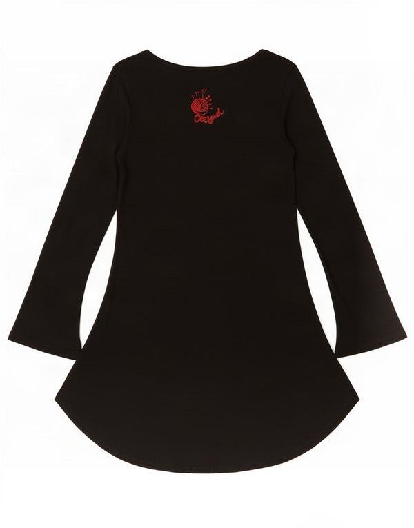 Desigual Robe trapèze graphique à manches longues pour femme UK 14 Grand Noir Floral