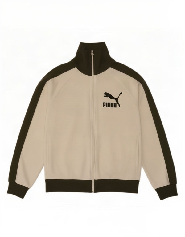 Puma Veste de survêtement graphique pour homme Large Blanc Colorblock Polyester