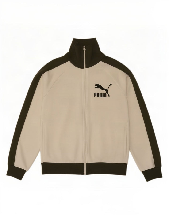 Puma Veste de survêtement graphique pour homme Large Blanc Colorblock Polyester