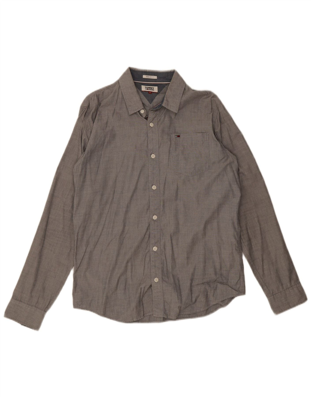 Tommy Hilfiger Chemise Regular Fit Homme Gris Moyen Coton