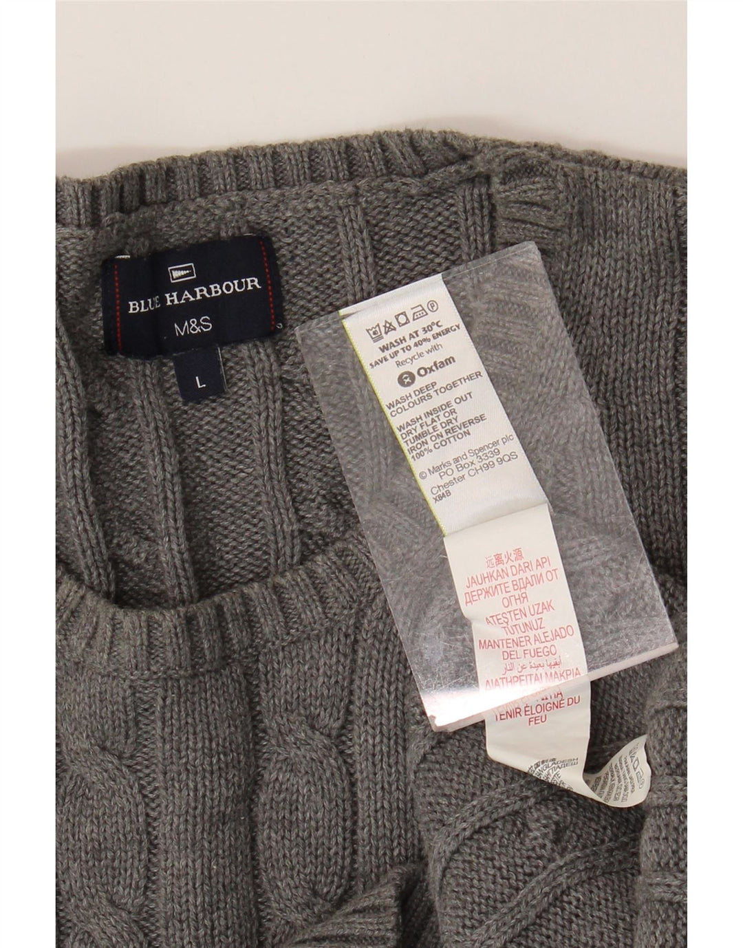 Marks & Spencer Pull à col rond bleu Harbour pour homme, grand gris