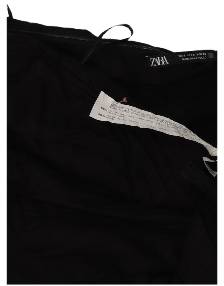 Zara Femme Mini Robe Bustier UK 8 Petit Lin Noir