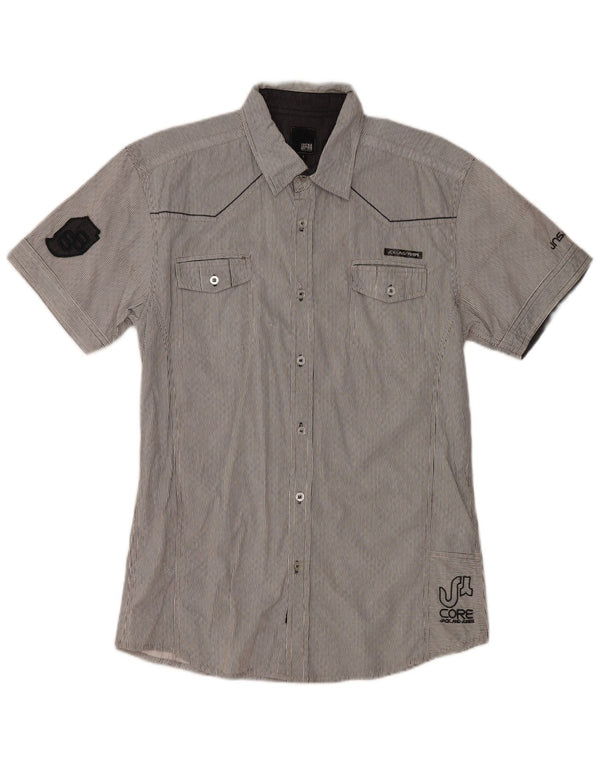 Jack & Jones Chemise graphique à manches courtes pour hommes en coton à fines rayures gris