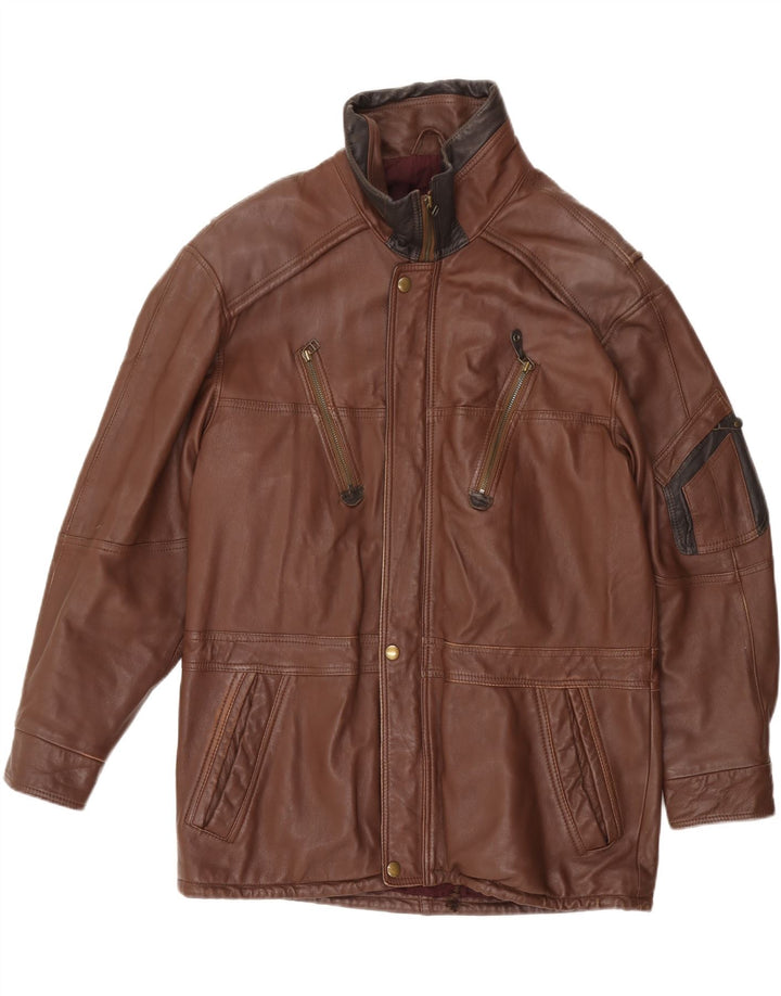 Veste en cuir homme VINTAGE IT 50 grand cuir marron