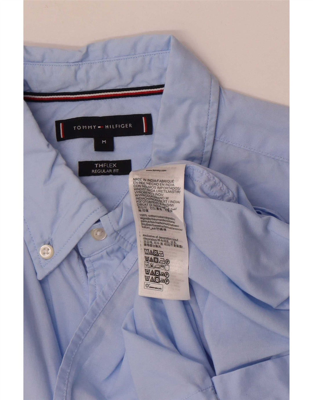 Tommy Hilfiger Chemise à manches courtes coupe régulière pour homme en coton bleu moyen