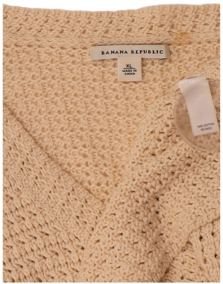BANANA REPUBLIC Pull Cardigan Femme UK 18 XL Coton Beige