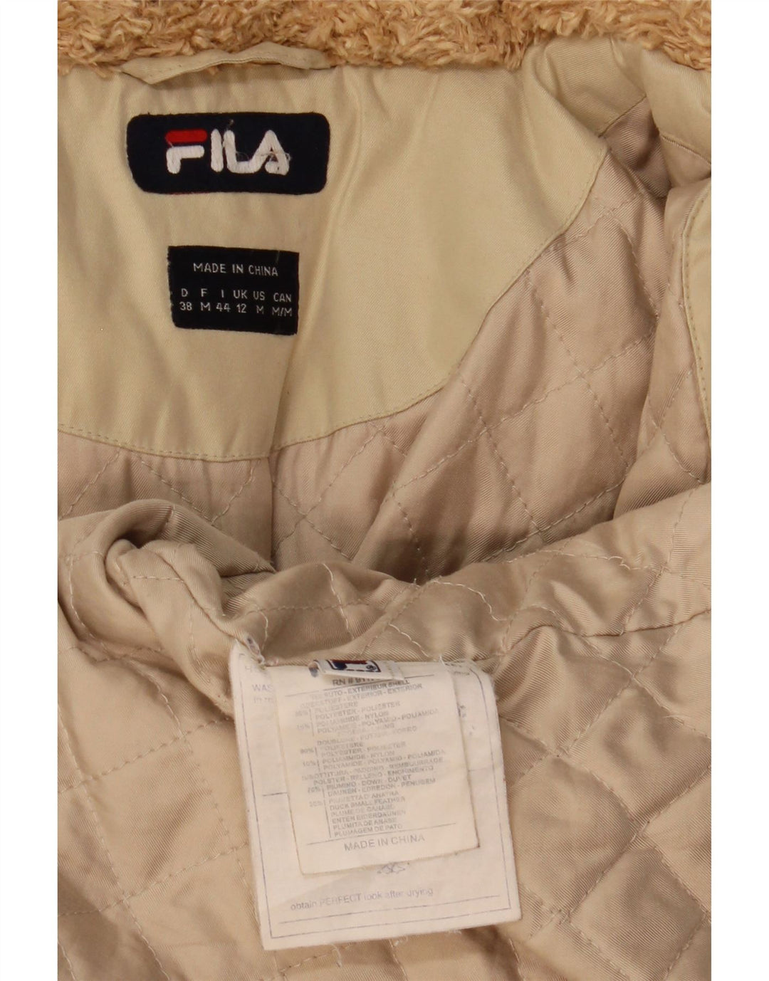 Fila Veste coupe-vent à capuche pour femme UK 12 Polyester beige moyen