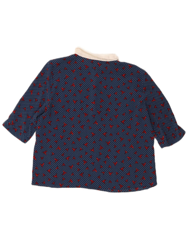 Zara Womens Trafaluc Blouse Top UK 14 Polyester à pois bleu moyen