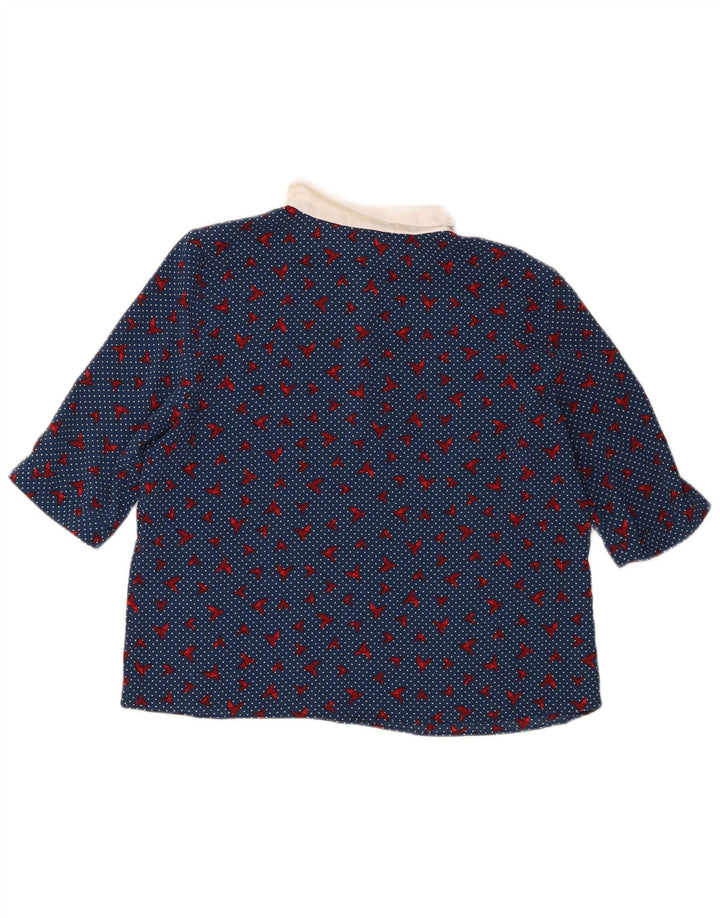 Zara Womens Trafaluc Blouse Top UK 14 Polyester à pois bleu moyen